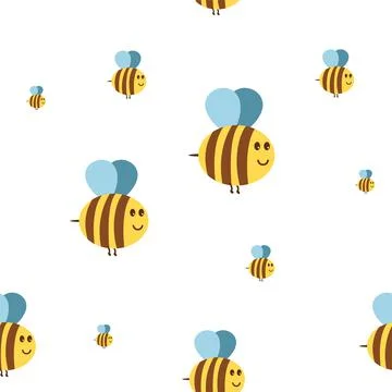 Seamless patern with funny bee. Cheerful, creative bee character. Patern for  Stock Illustration