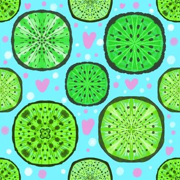 Seamless patern with kiwi. Fruit pattern, abstract stylized fruit ornament. Stock Illustration
