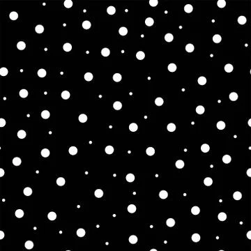 Seamless patern White pea circles on a black background. Stock Illustration