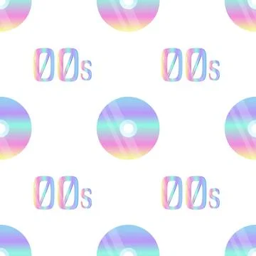 Seamless pattern 00s y2k disk cd dvd イラスト素材