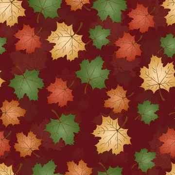 Seamless pattern 1 on the theme of autumn, maple leaves in different colors Stock Illustration