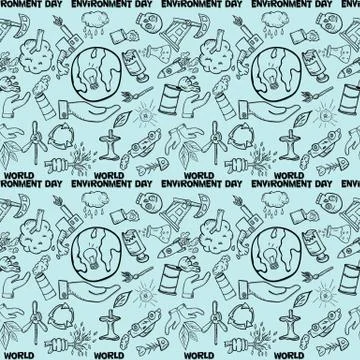 Seamless pattern 2 contour of elements for design various objects of human ac Stock Illustration
