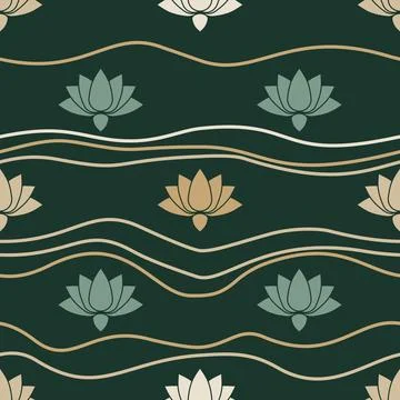 Seamless Pattern 2 Lotus Zen Stock Illustration
