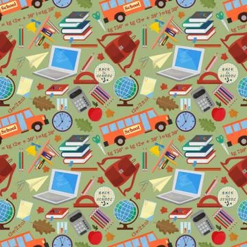 Seamless pattern 2 on a school theme, the Association for educational institu Stock Illustration