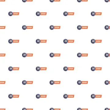Seamless pattern with 24 hours open signs Stock Illustration