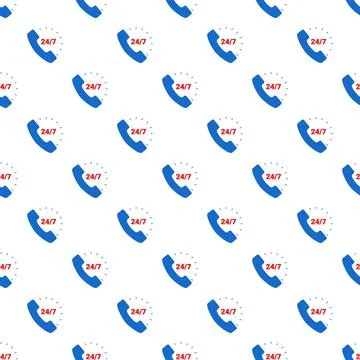 Seamless pattern with 247 call center support icon Stock Illustration