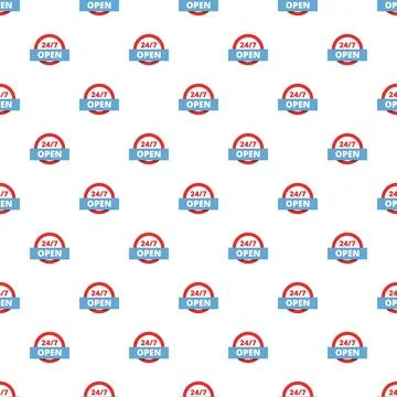 Seamless pattern with 247 open sign for availability イラスト素材