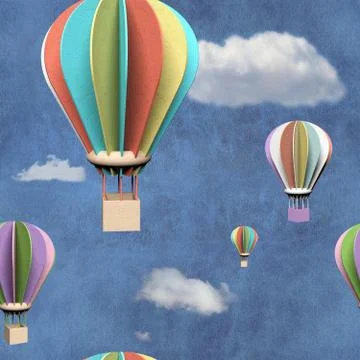 Seamless pattern with 3d air balloons in blue sky Illustrazione stock