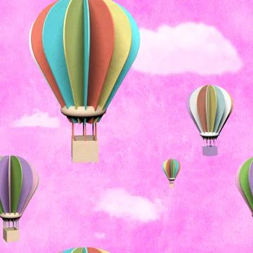 Seamless pattern with 3d air balloons in the sky Illustrazione stock