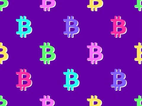 Seamless pattern with 3D Bitcoin symbol. Multicolored isometric Bitcoin sym.. Stock Illustration