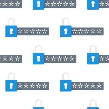 Seamless pattern 3d lock and password field. Password protected secure login  스톡 일러스트