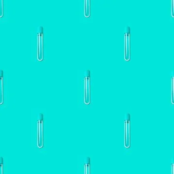 Seamless pattern with 3d rendering medical test tube. Blue and red medical test Illustrazione stock