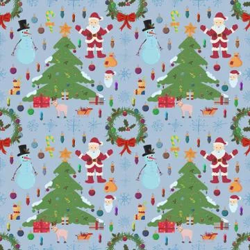 Seamless pattern 4 for Christmas and new years theme in the style of a flat b Stock Illustration