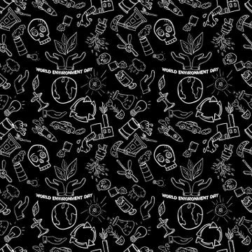 Seamless pattern 4 contour of elements for design various objects of human ac Stock Illustration