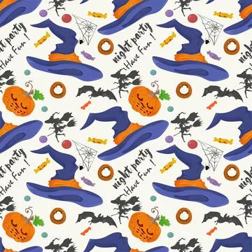 Seamless pattern 4 for the Halloween holiday the background is isolated Stock Illustration