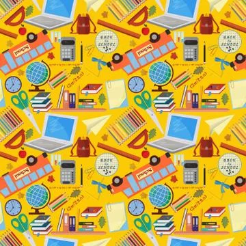 Seamless pattern 4 on a school theme, the Association for educational institu Stock Illustration
