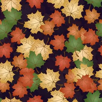 Seamless pattern 4 on the theme of autumn, maple leaves in different colors 스톡 일러스트