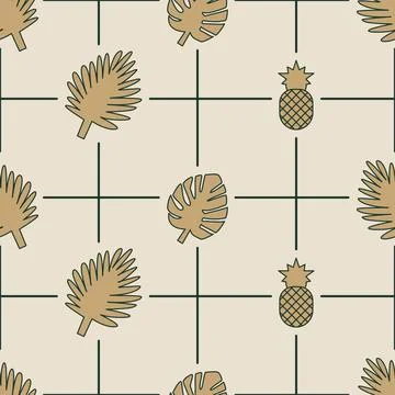Seamless Pattern 4 Tropical Grid Illustrazione stock