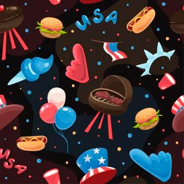 Seamless pattern with 4th of July elements Stock Illustration