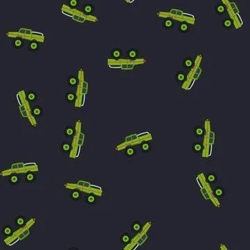 Seamless pattern 4x4 monster truck cartoon vector 스톡 일러스트