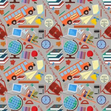 Seamless pattern 5 on a school theme, the Association for educational institu Stock Illustration