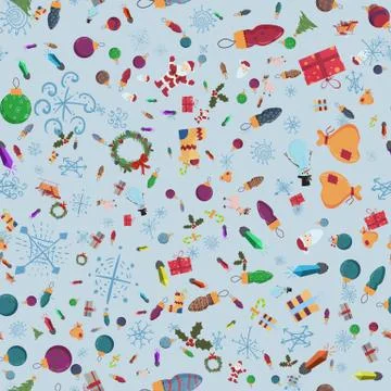 Seamless pattern 6 for Christmas and new years theme in the style of a flat b Stock Illustration