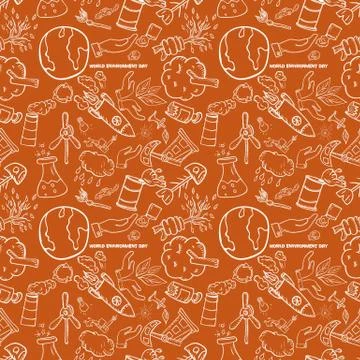 Seamless pattern 6 contour of elements for design various objects of human ac 스톡 일러스트