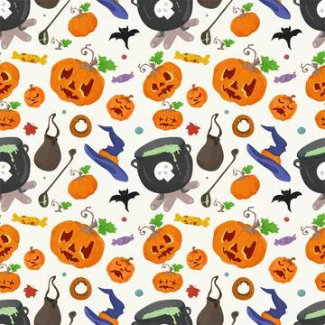 Seamless pattern 6 for the Halloween holiday the background is isolated Stock Illustration