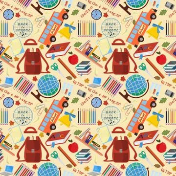 Seamless pattern 6 on a school theme, the Association for educational institu Stock Illustration