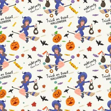 Seamless pattern 7 for the Halloween holiday the background is isolated Stock Illustration
