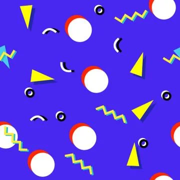 Seamless pattern with 80s memphis style geometric repeating ornament Stock Illustration