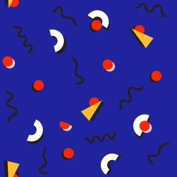 Seamless pattern with 80s memphis style modern geometric repeating ornament o Stock Illustration