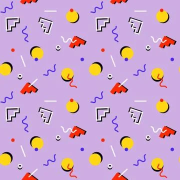 Seamless pattern with 80s memphis style modern geometric repeating ornament o Stock Illustration