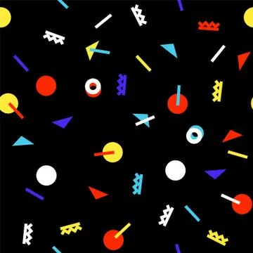 Seamless pattern with 80s memphis style modern geometric repeating ornament o Stock Illustration