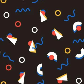 Seamless pattern with 80s memphis style modern geometric repeating ornament o Stock Illustration