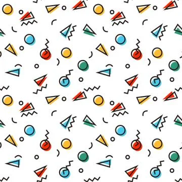 Seamless pattern with 80s memphis style modern geometric repeating ornament o Stock Illustration