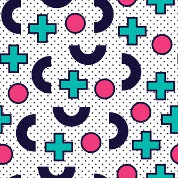 Seamless pattern in 90 80 style Stock Illustration