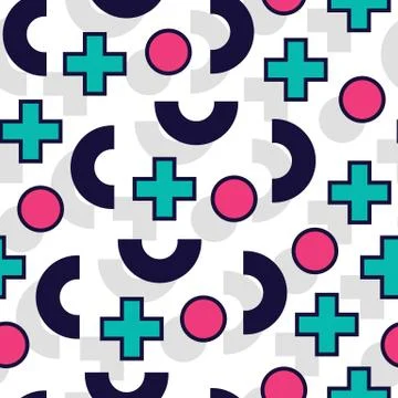 Seamless pattern in 90 80 style Stock Illustration