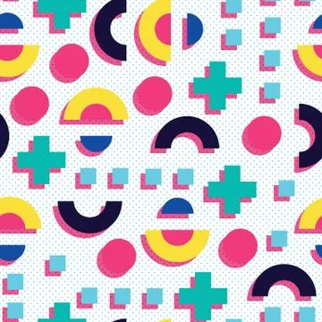 Seamless pattern in 90 80 style Stock Illustration