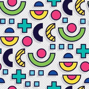 Seamless pattern in 90 80 style Stock Illustration