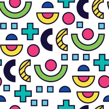 Seamless pattern in 90 80 style Stock Illustration