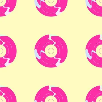 Seamless pattern in 90s style. Pink Disk from the era of the 90s and 80s. Retro Stock Illustration
