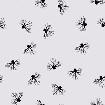 Seamless pattern absorption tree root cartoon vector Stock Illustration