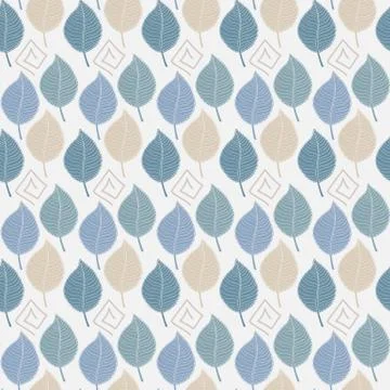 Seamless pattern with abstract autumn leaves in blue tones on a Stock Illustration