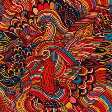 Seamless pattern abstract background with colorful ornament. Hand draw Illustrazione stock