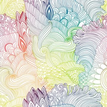 Seamless pattern abstract background with colorful ornament. Hand draw Stock Illustration
