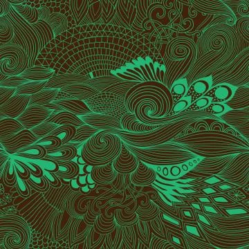 Seamless pattern abstract background with colorful ornament. Hand draw Stock Illustration