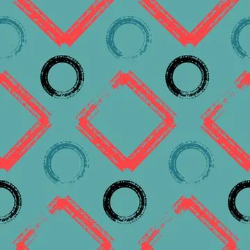 Seamless pattern, abstract background square rhombus circle geometric shape Stock Illustration