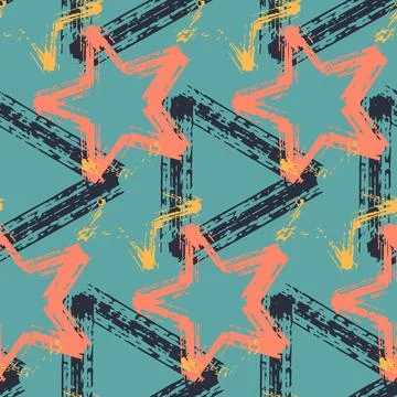 Seamless pattern, abstract background triangle star geometric shape, graffiti Stock Illustration