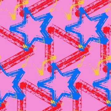 Seamless pattern, abstract background triangle star geometric shape, graffiti Illustrazione stock